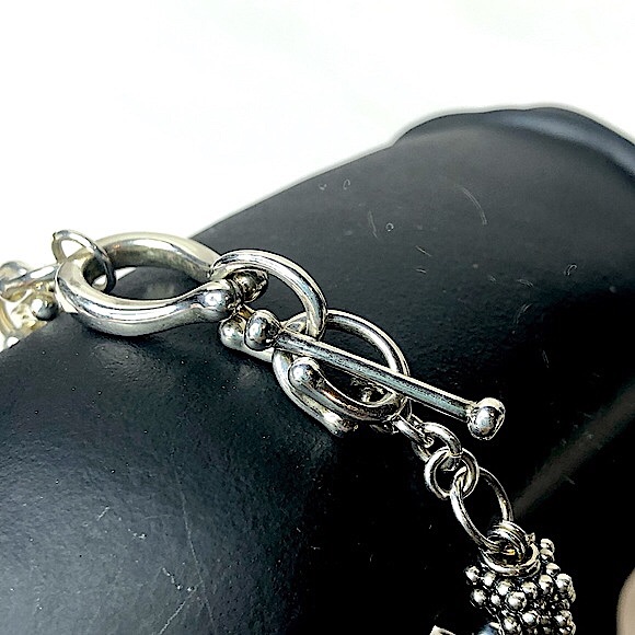 MICHAEL DAWKINS Sterling Silver Caviar Pearl Starry Night Link Toggle Bracelet - Picture 9 of 16